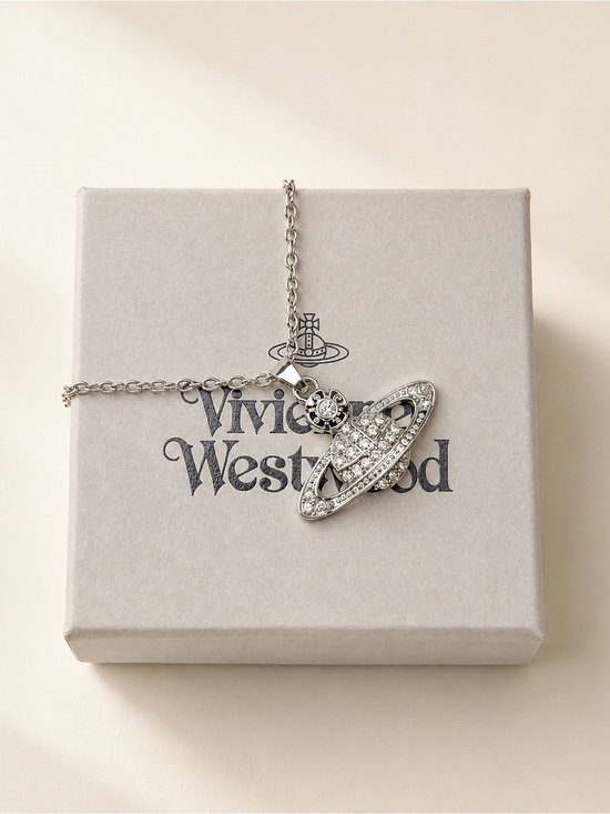 Vivienne Westwood Jewelry - Vivienne Westwood Mini Bas Relief Pendant Necklace Silver Crystal Tone